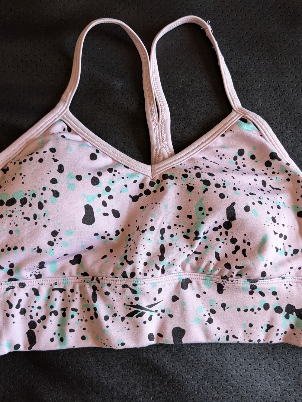 Reebok Pink Mint & Black Speckled Sports Bra